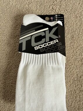 TC White Athletic Soccer Socks - Ribbed Arch Support